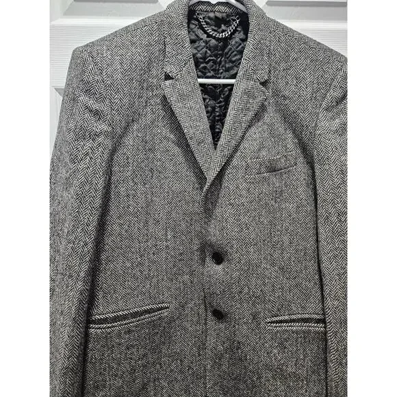 Burberry Men's Black Wool Tweed Suit Blazer Suit Jacket Size 52 - Picture 3 of 10